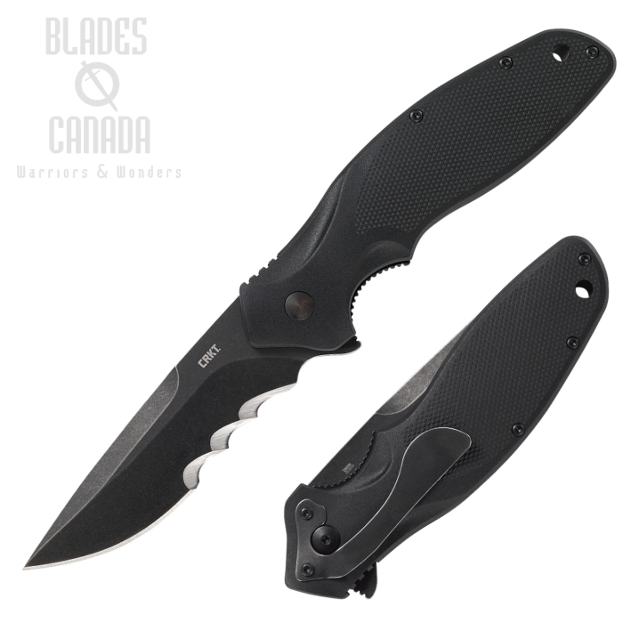 CRKT Shenanigan Flipper Folding Knife, Assisted Opening, Veff Serrations, GFN Black, K800KKP (image for) CRKT Shenanigan Flipper Folding Knife, Assisted Opening, Veff Serrations, GFN Black, K800KKP
