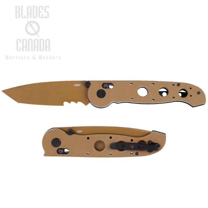 CRKT Carson Crossbar Lock Folding Knife, D2 Desert Tan, Grivory Desert Tan, M16-14XD