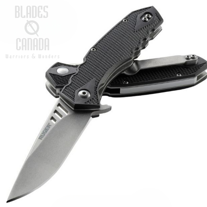 Ruger Follow Through Compact Flipper Folding Knife, GFN Black, R1703