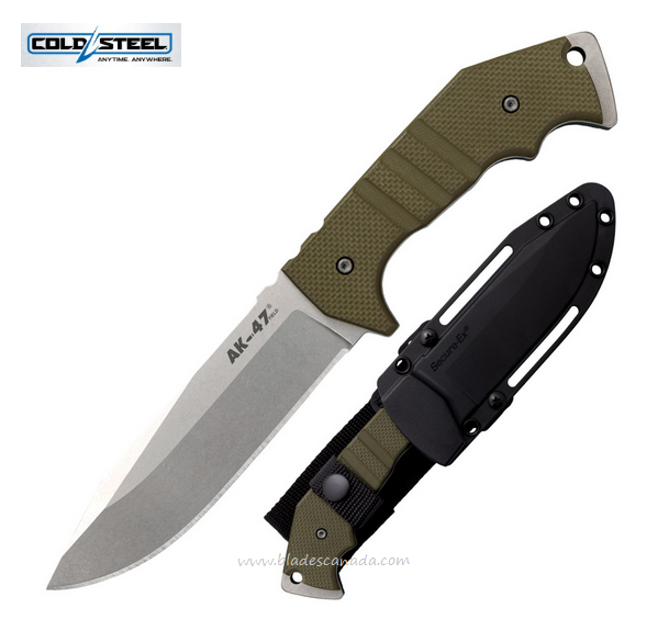 Cold Steel AK-47 Fixed Blade Field Knife, CPM 3V, G10 OD Green, 14AKA