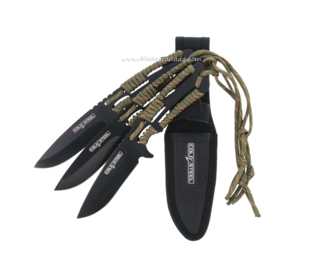 Cold Steel Throwing Knives, Set of 3 with Sheath, Paracord Handle, TH-44KVD3PK