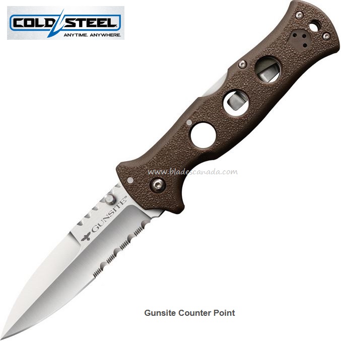 Cold Steel Gunsite Counter Point Folding Knife, AUS 10A, Dark Earth, 10ABV3