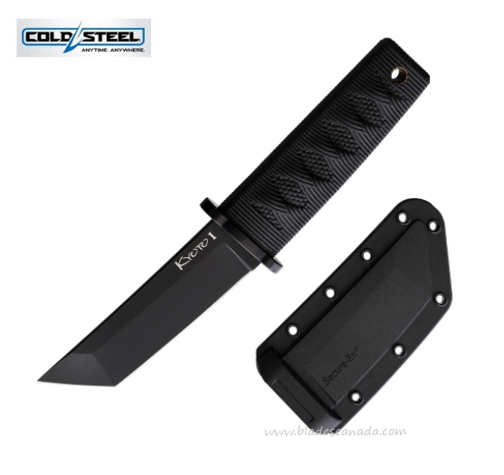 Cold Steel Kyoto I Fixed Blade Knife, Tanto Black, Black Handle, 17DABKBK