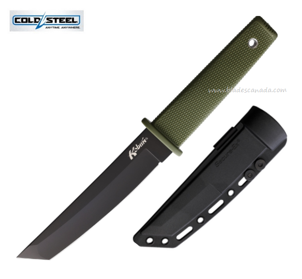 Cold Steel Kobun Fixed Blade Knife, AUS8A Black, OD Green, CS-17TODBK