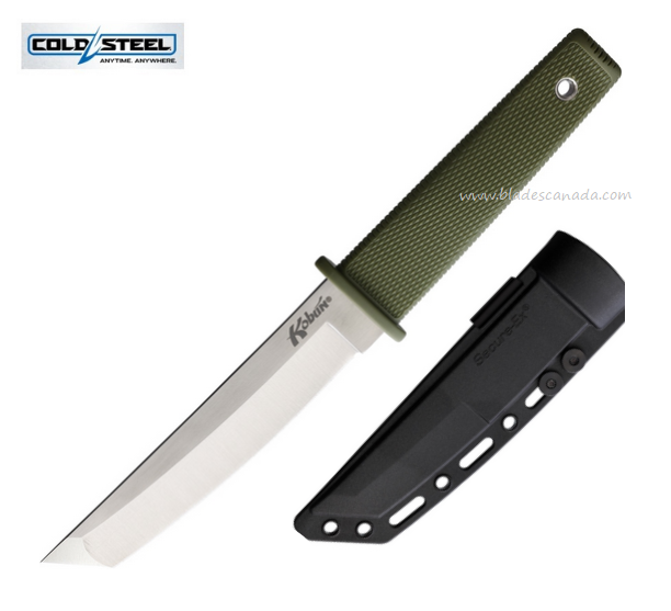 Cold Steel Kobun Fixed Blade Knife, AUS8A Satin, OD Green, CS-17TODST