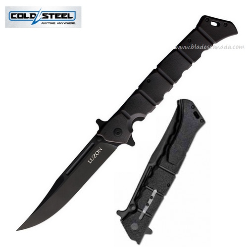 Cold Steel Large Luzon Flipper Folding Knife, Black Clip Point, GFN Black, CS-20NQX-BKBK