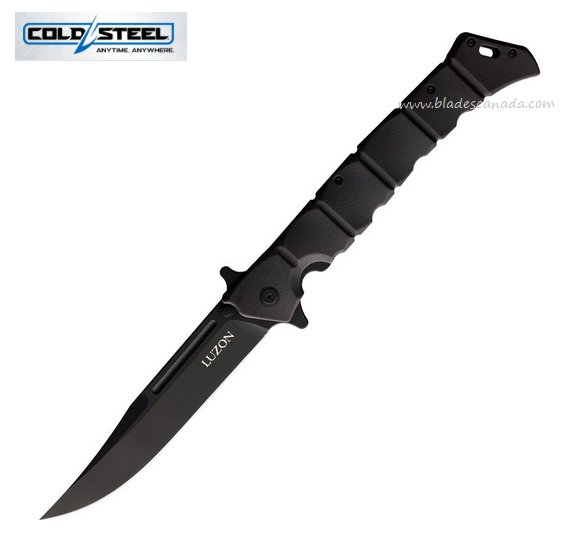 Cold Steel Large Luzon Flipper Folding Knife, Black Clip Point, GFN Black, CS-20NQX-BKBK