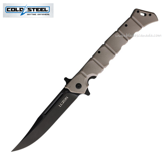 Cold Steel Large Luzon Flipper Folding Knife, Clip Point Black, GFN Dark Earth, 20NQXDEBK