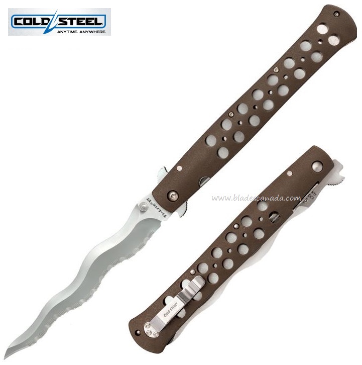 Cold Steel Ti-Lite Kris Folding Knife, 6" AUS 10A, Dark Earth Handle, 26SXK6S - Click Image to Close