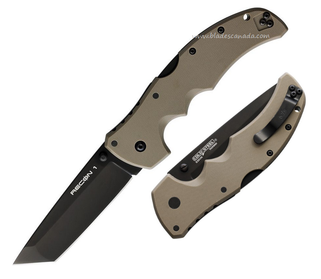 Cold Steel Recon 1 Folding Knife, CPM S35VN Black, G10 Dark Earth, 27BTDEBK