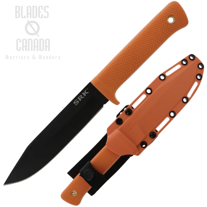 Cold Steel SRK Fixed Blade Knife, SK5 Black, Kray-Ex Orange, Orange Secure-Ex Sheath, CS49LCK0RBK