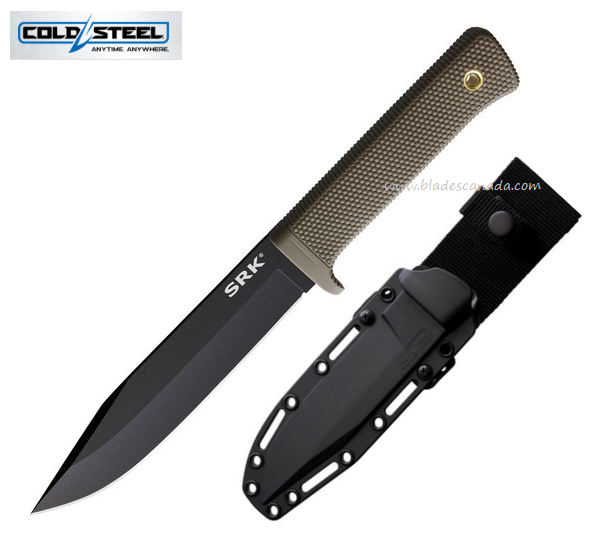 Cold Steel SRK Fixed Blade Knife, SK5 Black, Dark Earth Handle, CS-49LCK-DEBK