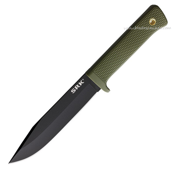 Cold Steel SRK Fixed Blade Knife, SK5 Black, Kray-Ex OD Green, 49LCKODBK