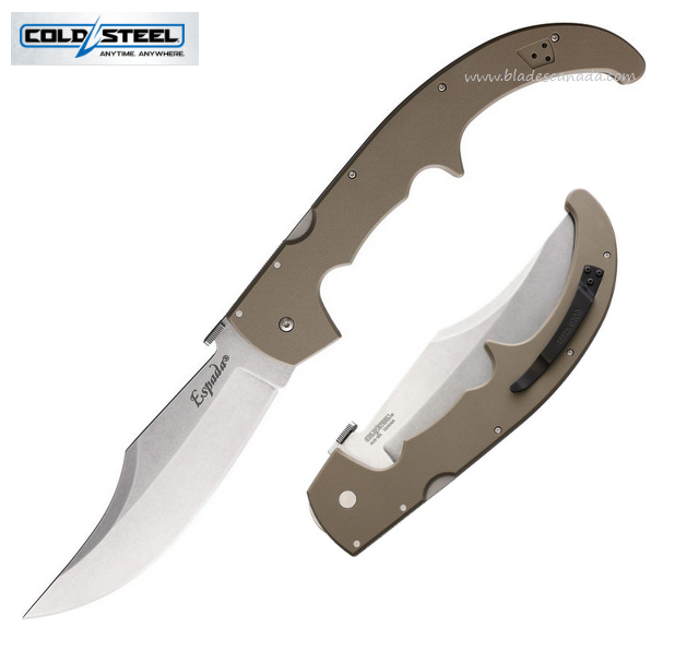 Cold Steel XL Espada Folding Knife, AUS 10A SW, G10 Dark Earth, 62MGCDESW