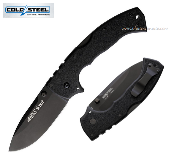 Cold Steel 4-Max Scout Folding Knife, AUS 10A Black, Black Handle, 62RQBKBK