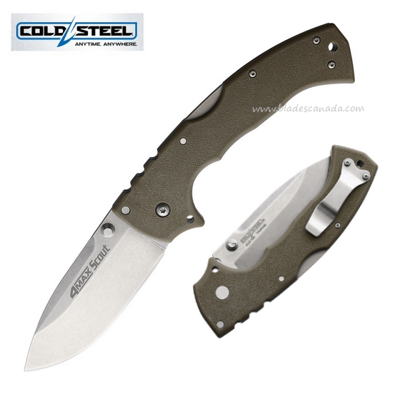 Cold Steel 4-Max Scout Folding Knife, AUS10A SW, Griv-Ex Dark Earth, 62RQDESW
