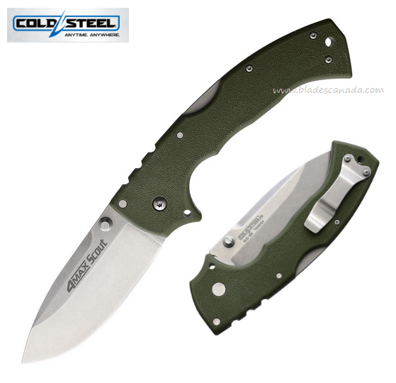 Cold Steel 4-Max Scout Folding Knife, AUS 10A SW, OD Handle, 62RQODSW