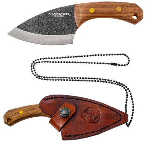 Condor Pangui Fixed Blade Knife, 1095 Carbon, Walnut, Leather Sheath, CTK802-3.26HC