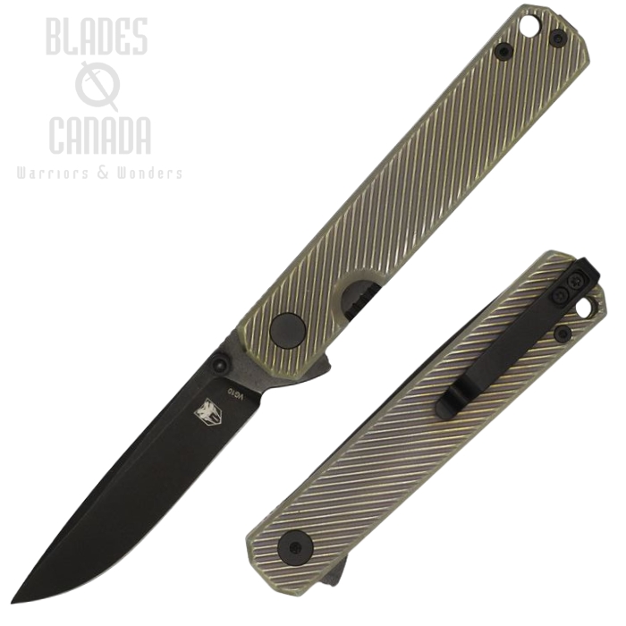 (image for) Cobratec Rook Flipper Folding Knife, VG10 Black, Titanium Bronze Ano, CTROOKVG10BLK