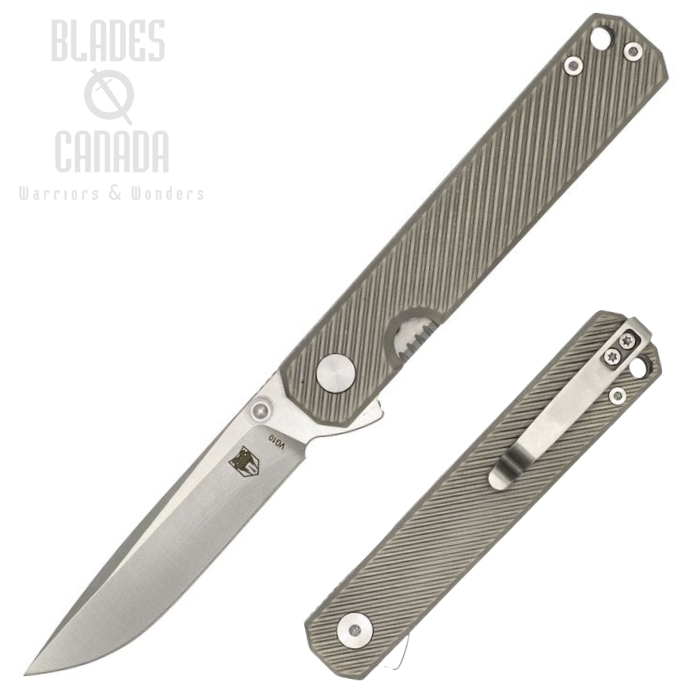 (image for) Cobratec Flipper Folding Knife, VG-10 Satin, Titanium Grey Anodized, CTROOKVG10STN