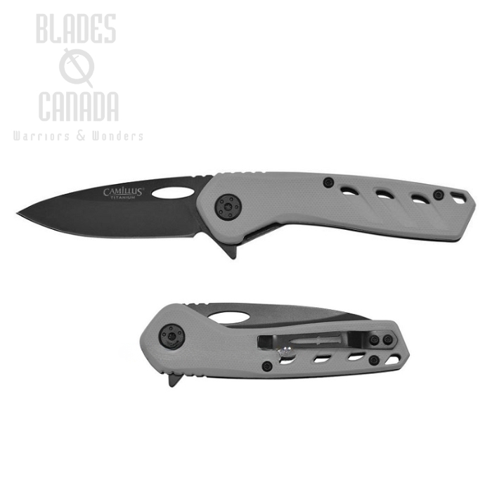 Camillus 19802 Slot Flipper Folding Knife, AUS 8, G10 Grey, CM19802 (image for) Camillus 19802 Slot Flipper Folding Knife, AUS 8, G10 Grey, CM19802