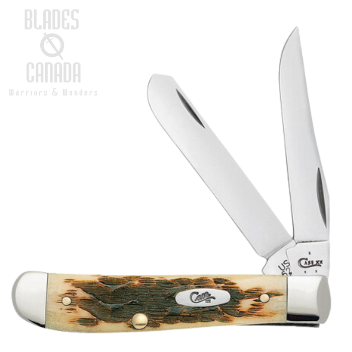 Case Mini Trapper Slipjoint Folding Knife, Stainless Steel, Amber Bone Peach Seed Jig, 00013