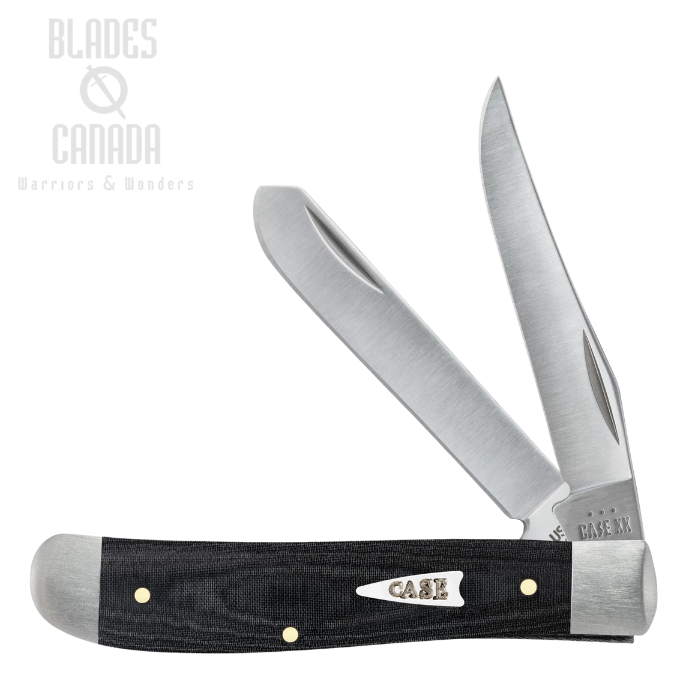 Case Smooth Mini Trapper Slipjoint Folding Knife, Stainless Steel, Micarta Black, 27822