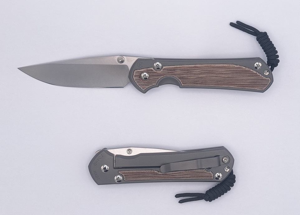 Chris Reeve Large Sebenza 31 Framelock Folding Knife, Glass Blasted Titanium, CPM MagnaCut, Natural Micarta