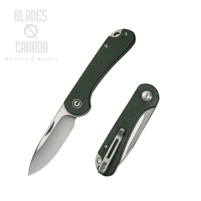 CIVIVI Elementum Slipjoint Folding Knife, 14C28N Satin, Micarta Green, C18062AJ-2