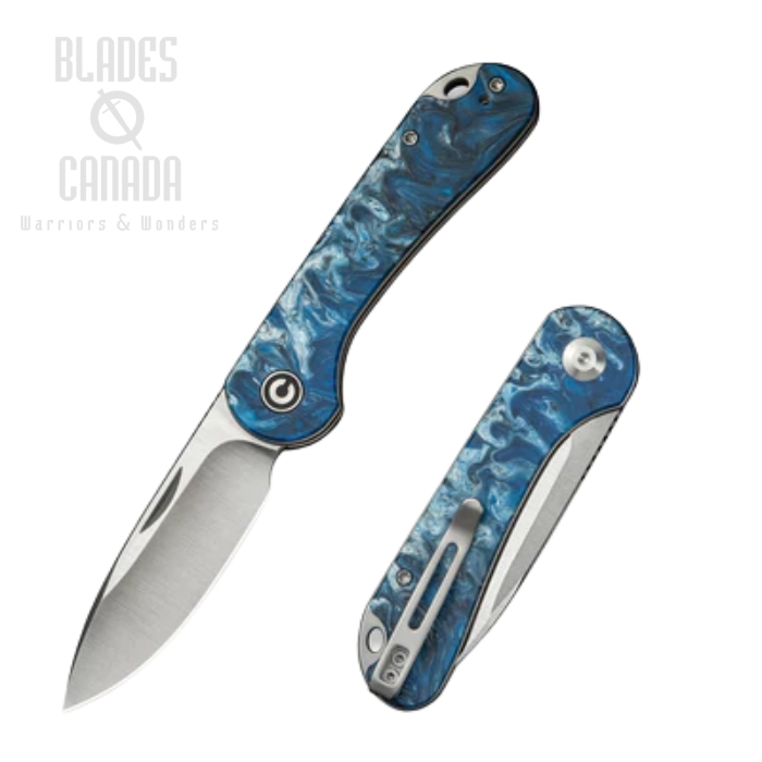 CIVIVI Elementum Slipjoint Folding Knife, 14C28N Satin, Resin Blue, C18062AJ-4 CIVIVI Elementum Slipjoint Folding Knife, 14C28N Satin, Resin Blue, C18062AJ-4