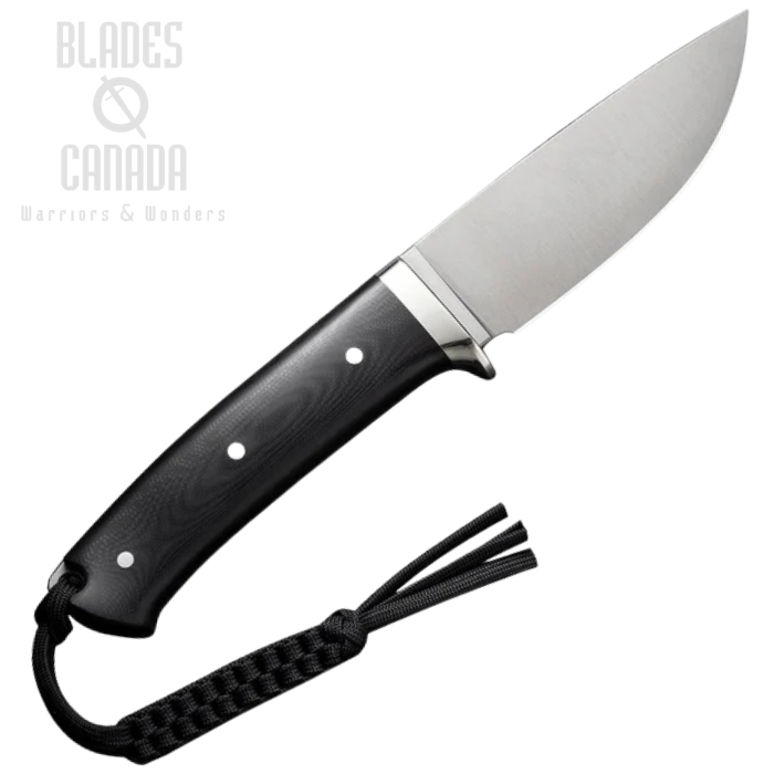 (image for) Civivi Cloud Peak Fixed Knife, Nitro-V, Black G-10, Leather Sheath, C23044-1
