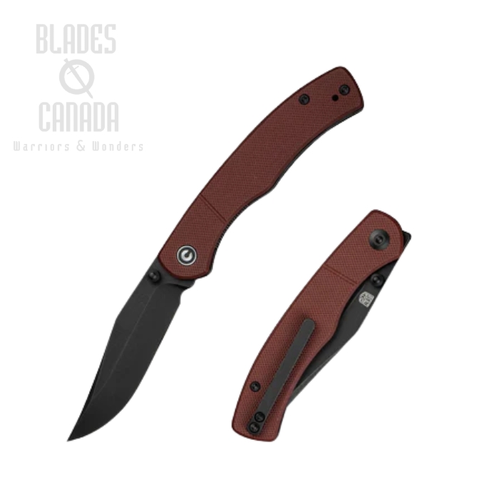 CIVIVI Clingman Front Flipper Folding Knife, Nitro V Black SW, G10 Burgundy, C23065-2