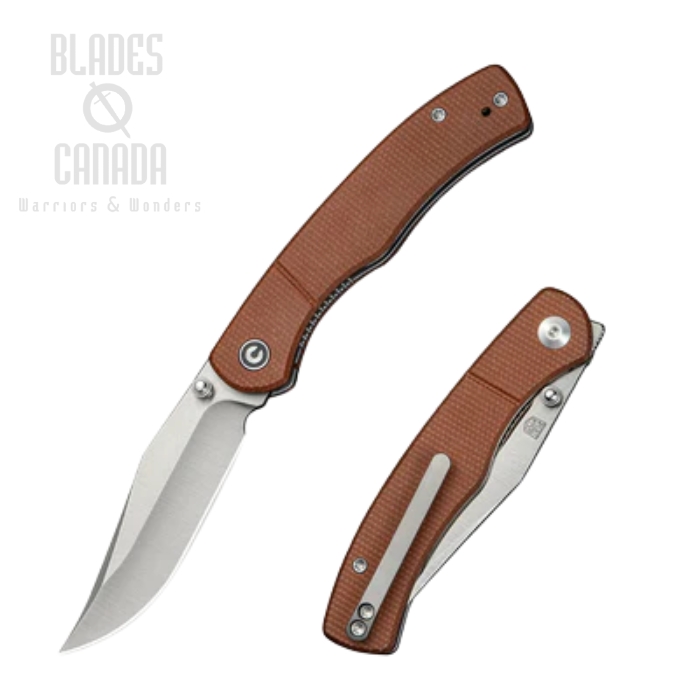 CIVIVI Clingman Flipper Folding Knife, Nitro-V Satin, Micarta Brown, C23065-3 CIVIVI Clingman Flipper Folding Knife, Nitro-V Satin, Micarta Brown, C23065-3