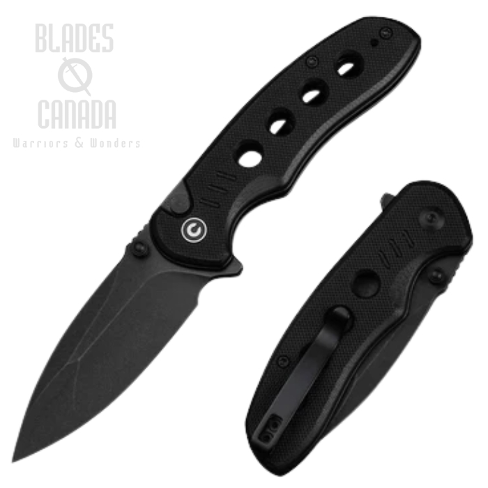 CIVIVI Triptych Flipper Button Lock Folding Knife, 14C28N Black, G10 Black, C23085B-1 CIVIVI Triptych Flipper Button Lock Folding Knife, 14C28N Black, G10 Black, C23085B-1