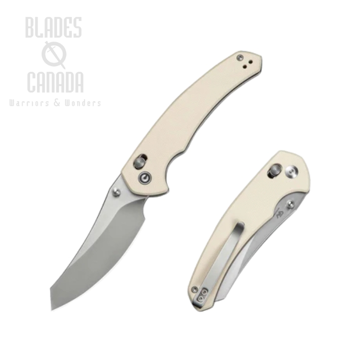 CIVIVI Sixgill Crossbar Lock Folding Knife, Nitro V Satin, G10 Ivory, C24050-2