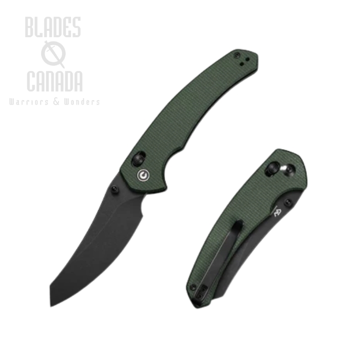 CIVIVI Sixgill Crossbar Lock Folding Knife, Nitro V Black SW, Micarta Green, C24050-3