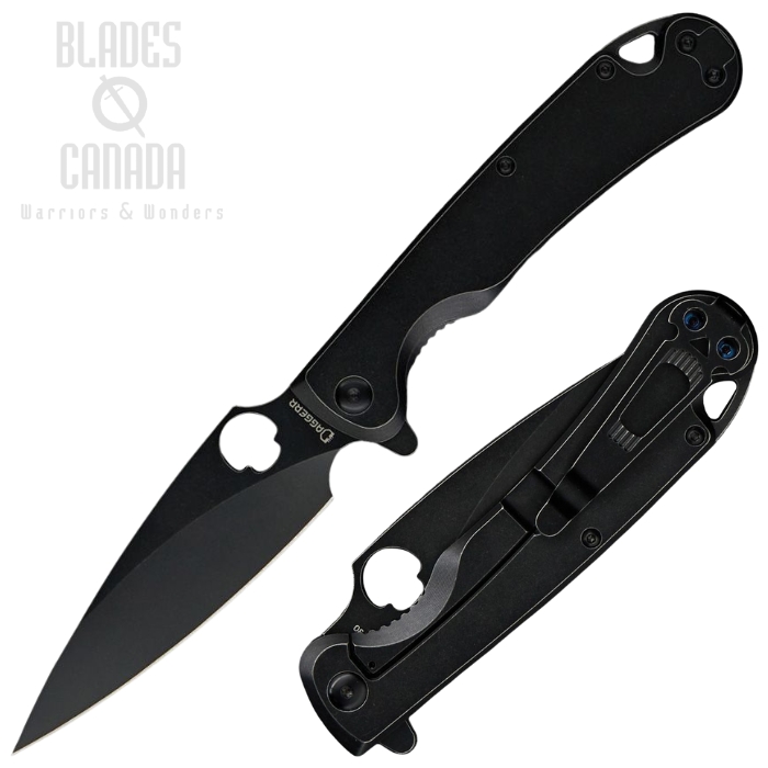 Daggerr Zhalo Flipper Framelock Knife, D2 Black, Stainless Black, DGRF22FBB