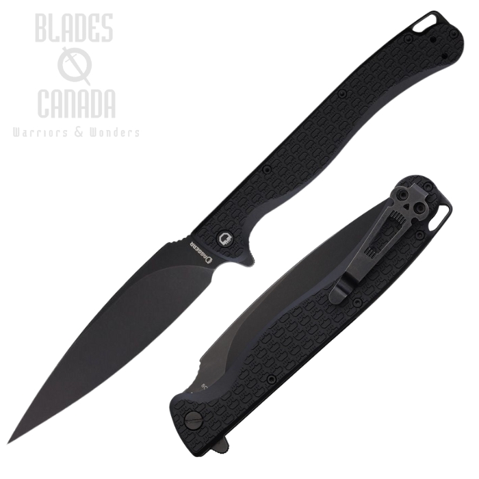 Daggerr Pero Flipper Folding Knife, Black Blade, FRN Black, DGRPRFBKBW