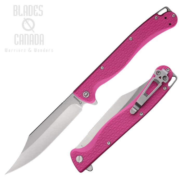 Daggerr Toothpick Flipper Folding Knife, Stonewash Blade, FRN Pink, DGRTPFPKSW