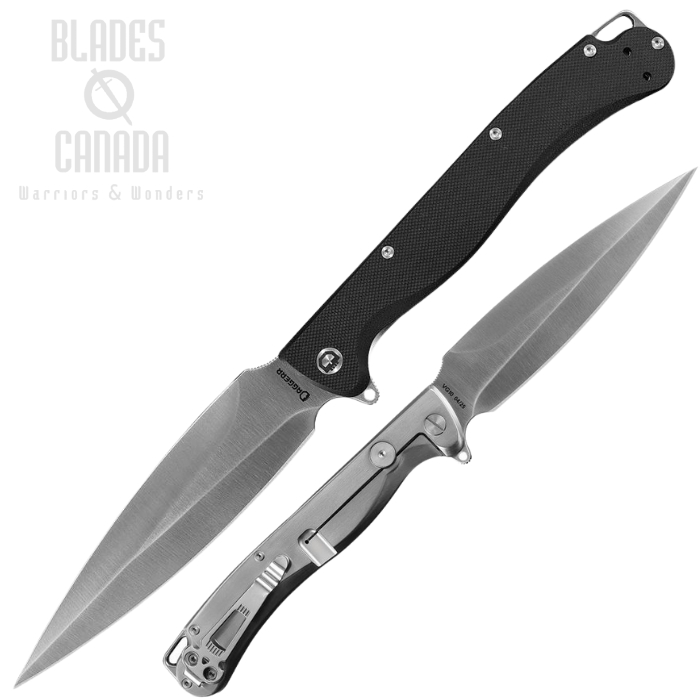 Daggerr Vendetta Flipper Framelokc Knife, VG10 Satin, G10 Black, DGRVDBKST