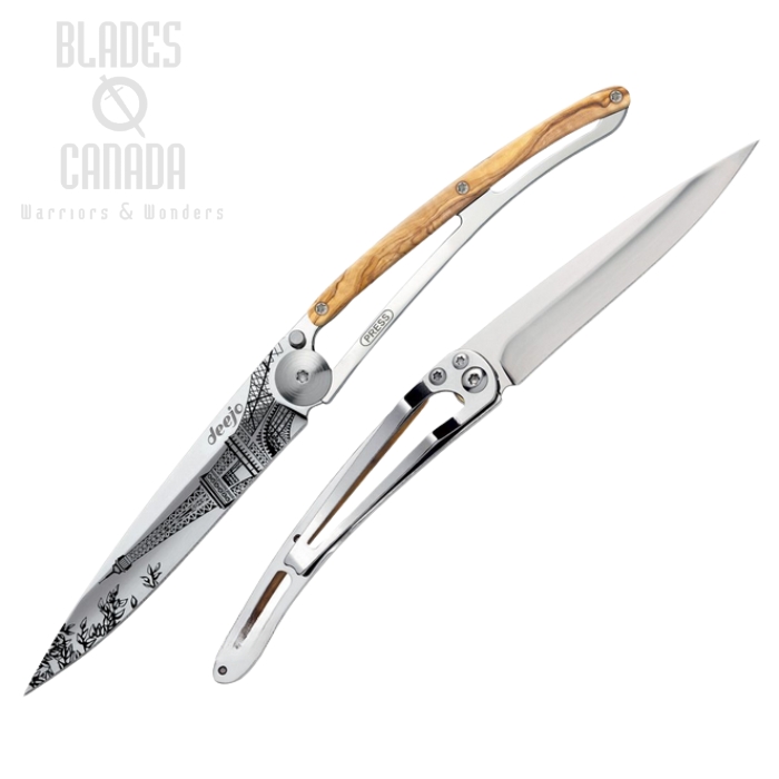 Deejo Tattoo 37g Eiffel Tower Folding Knife, Stainless, Olive Wood, DEE1AB101 Deejo Tattoo 37g Eiffel Tower Folding Knife, Stainless, Olive Wood, DEE1AB101