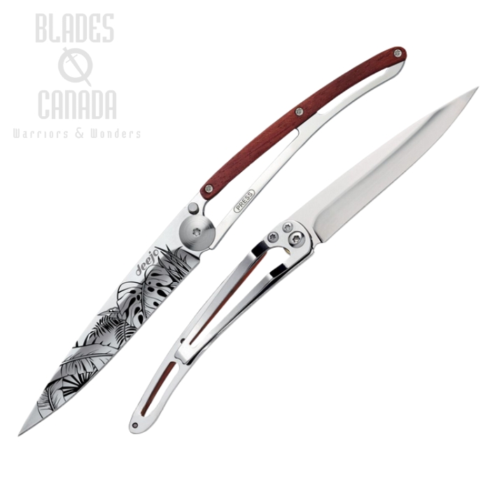 Deejo Tattoo 37g Jungle Folding Knife, Stainless, Coralwood, DEE1AB102