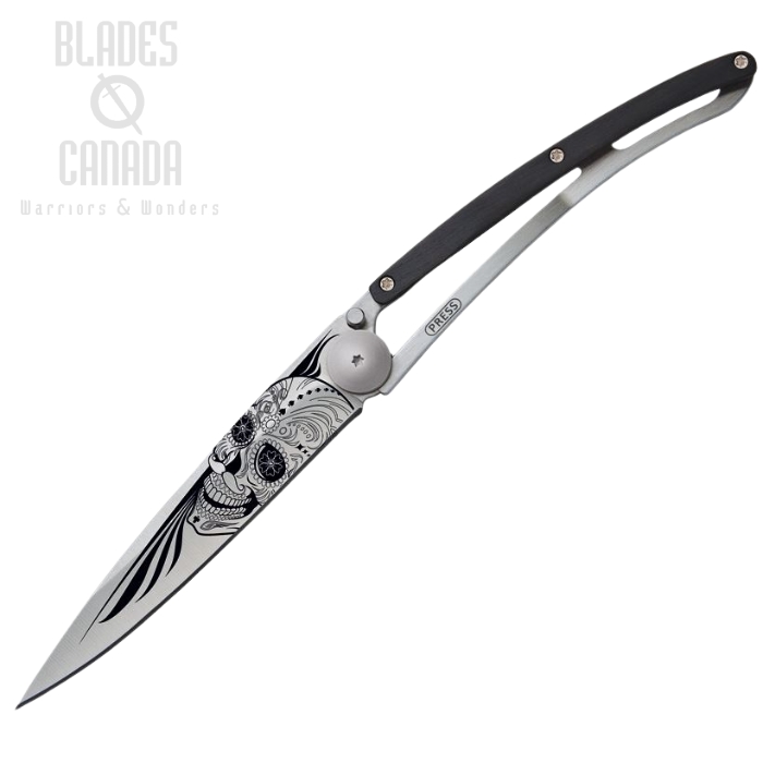 Deejo Skull Tattoo Framelock Folding Knife, Granadilla Wood, 37 gram, 1CB021 Deejo Skull Tattoo Framelock Folding Knife, Granadilla Wood, 37 gram, 1CB021
