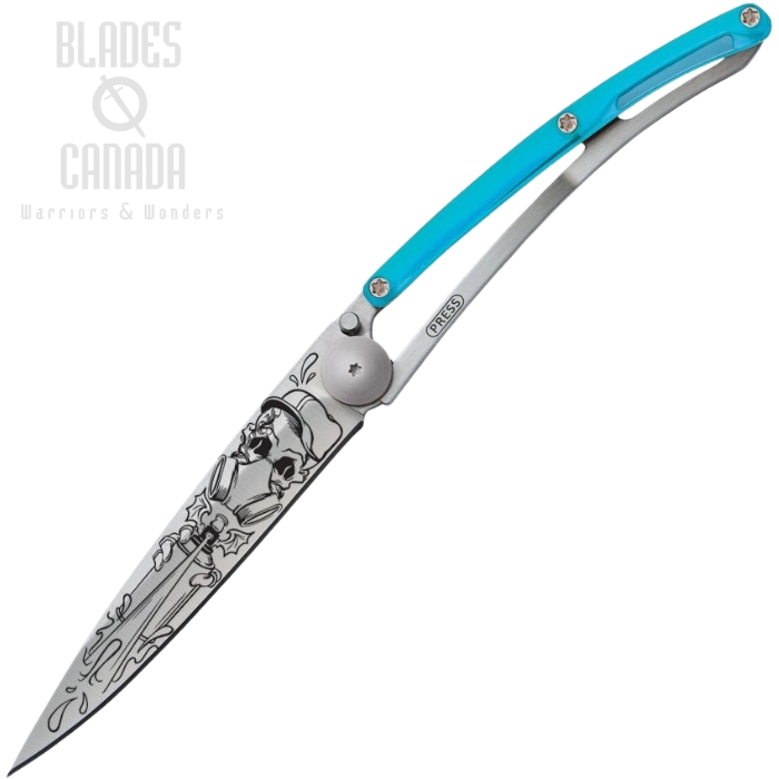 Deejo Street Blue Spray Tattoo Framelock Folding Knife, 37 gram, 1CB025 Deejo Street Blue Spray Tattoo Framelock Folding Knife, 37 gram, 1CB025