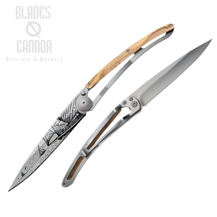 Deejo Tattoo 37g Sailing Folding Knife, Stainless, Olive Wood, DEE1CB079 Deejo Tattoo 37g Sailing Folding Knife, Stainless, Olive Wood, DEE1CB079