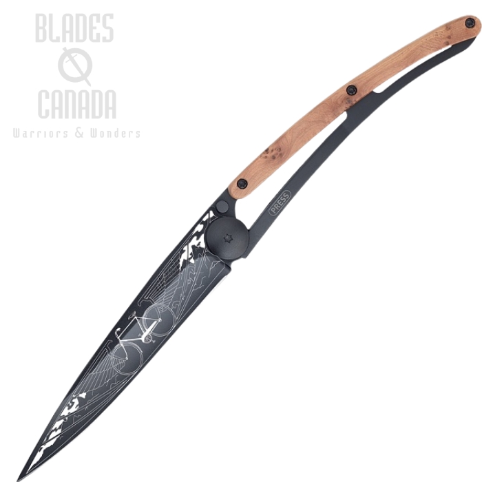 Deejo 1GB103 Juniper Wood Black Tattoo Bicycle - 37 Gram Deejo 1GB103 Juniper Wood Black Tattoo Bicycle - 37 Gram