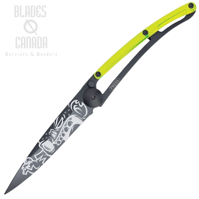 Deejo Street Zombie Framelock Folding Knife, Yellow Handle, 37 Gram, 1GB111 Deejo Street Zombie Framelock Folding Knife, Yellow Handle, 37 Gram, 1GB111