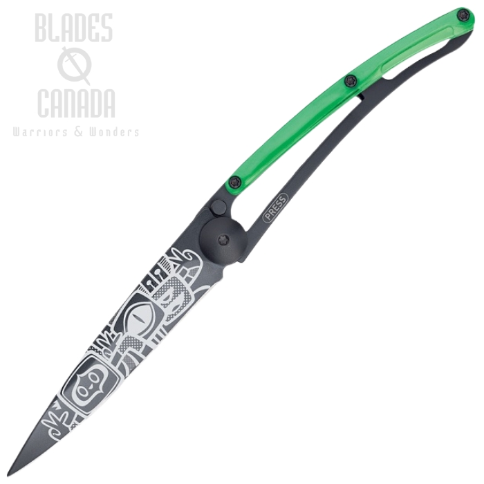 Deejo Street Peace Framelock Folding Knife, Green Handle, 37 Gram, 1GB112 Deejo Street Peace Framelock Folding Knife, Green Handle, 37 Gram, 1GB112
