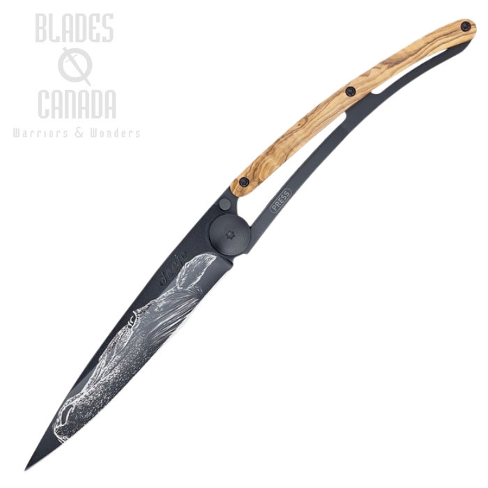 Deejo Tattoo 37g Warmblood Folding Knife, Stainless Black, Olive Wood, DEE1GB140 Deejo Tattoo 37g Warmblood Folding Knife, Stainless Black, Olive Wood, DEE1GB140