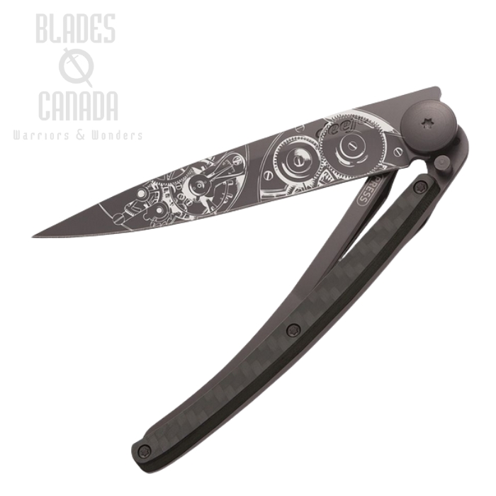 Deejo Tattoo 37g Watchmaker Folding Knife, Stainless Black Matte, Carbon Fiber, DEE1GC010 Deejo Tattoo 37g Watchmaker Folding Knife, Stainless Black Matte, Carbon Fiber, DEE1GC010